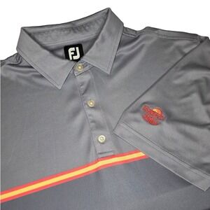 FJ FootJoy Mens XL Golf Polo Gray Emerald Bay Golf Club Shirt Mens Short Sleeve